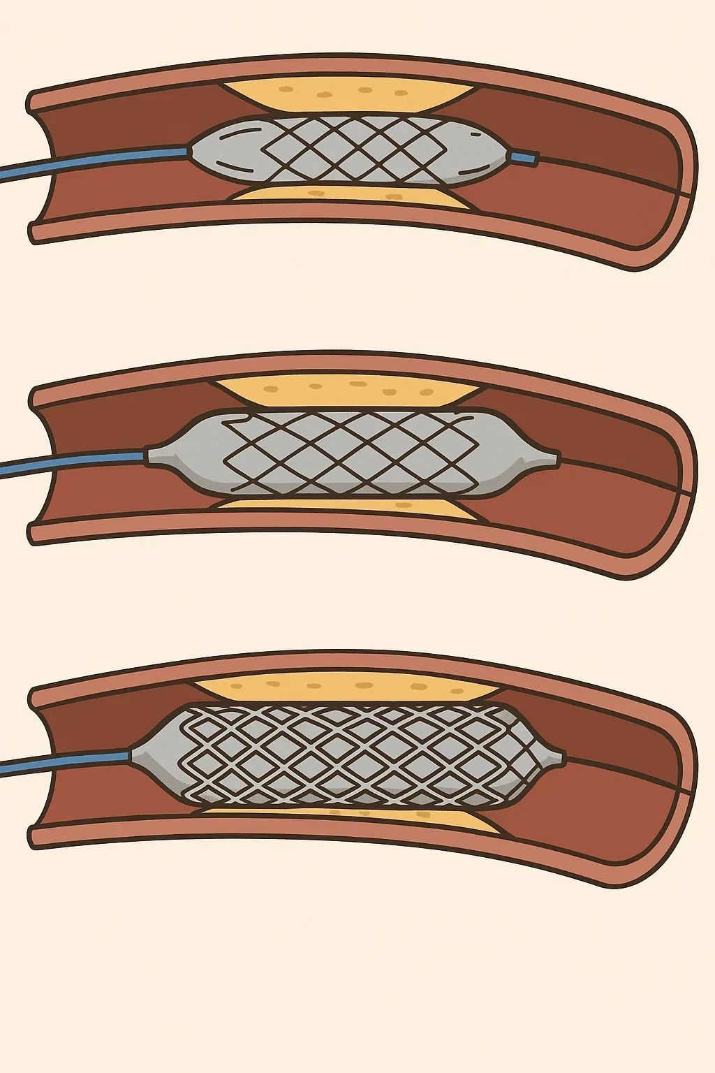 Illustration of stent placement in an artery